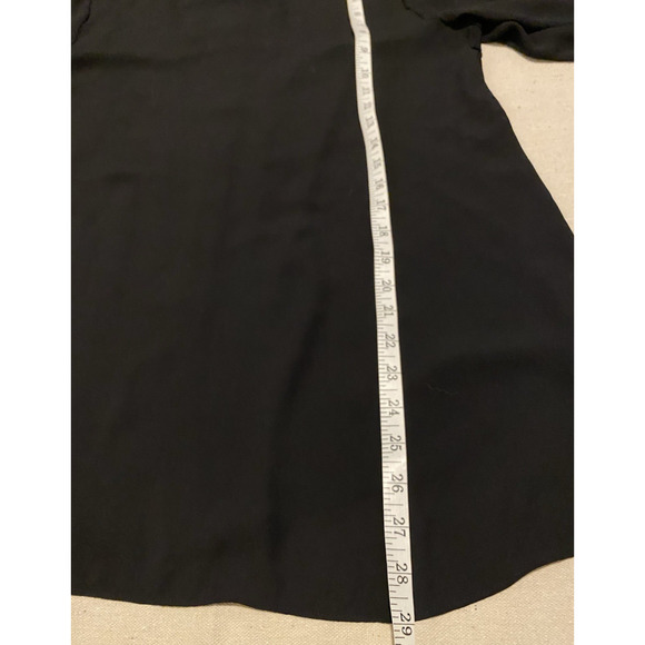Loft Blouse Womens Size Medium Black Buttons Up Back High Neck Silky Tunic Top - Picture 14 of 15